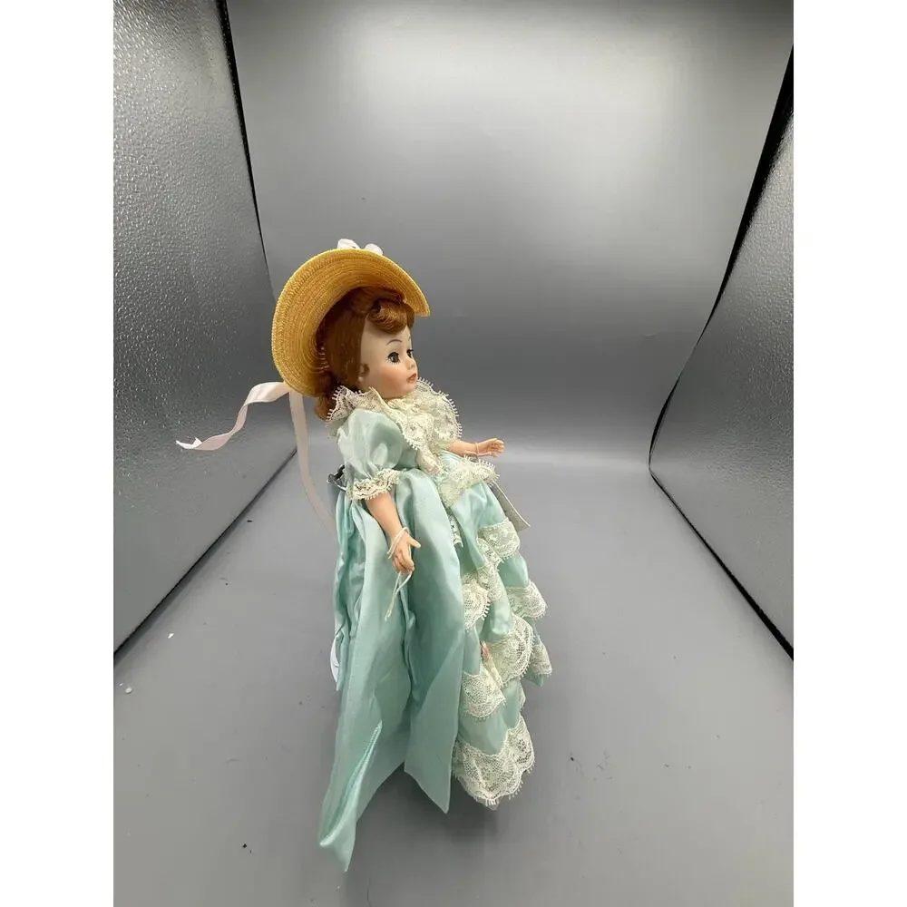 Vintage Madame Alexander “Gigi” Doll Aqua Lace Dress Yellow Hat Tagged